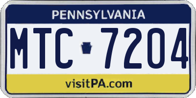 PA license plate MTC7204