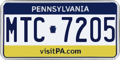 PA license plate MTC7205