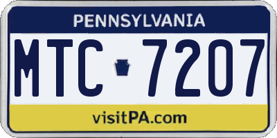 PA license plate MTC7207