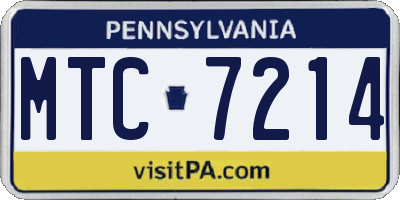 PA license plate MTC7214