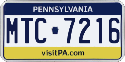 PA license plate MTC7216