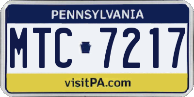 PA license plate MTC7217