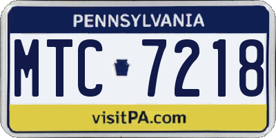 PA license plate MTC7218