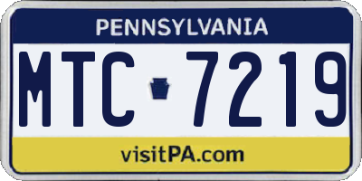 PA license plate MTC7219