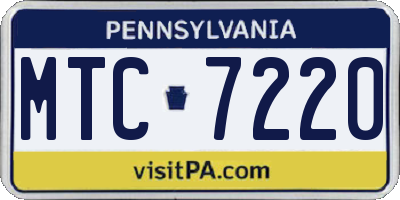 PA license plate MTC7220