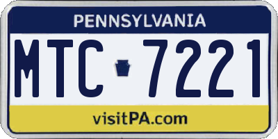 PA license plate MTC7221