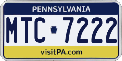 PA license plate MTC7222
