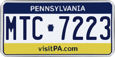 PA license plate MTC7223