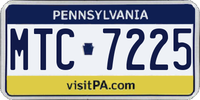 PA license plate MTC7225
