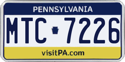 PA license plate MTC7226