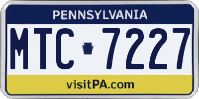 PA license plate MTC7227