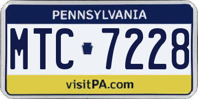 PA license plate MTC7228