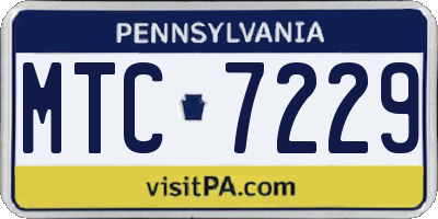 PA license plate MTC7229