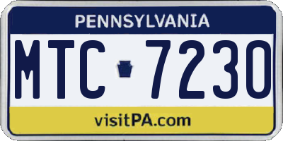 PA license plate MTC7230