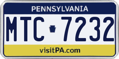 PA license plate MTC7232
