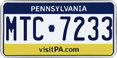PA license plate MTC7233