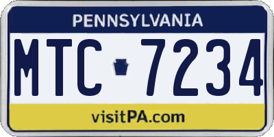 PA license plate MTC7234