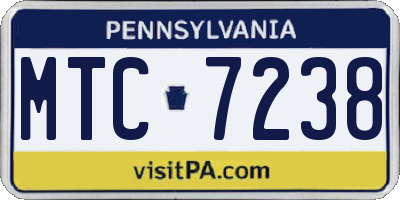PA license plate MTC7238