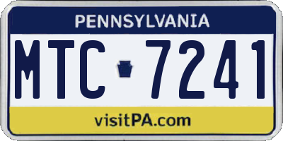 PA license plate MTC7241