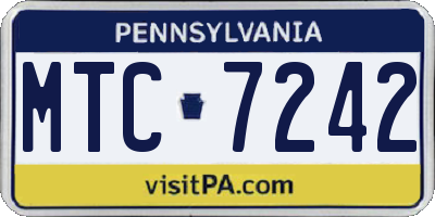 PA license plate MTC7242