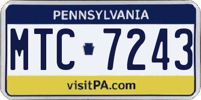 PA license plate MTC7243