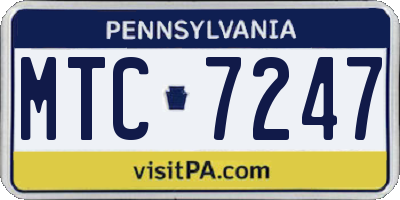 PA license plate MTC7247