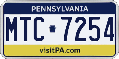 PA license plate MTC7254