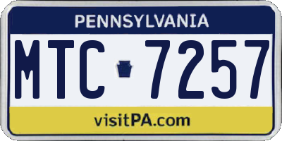 PA license plate MTC7257