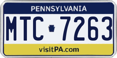 PA license plate MTC7263