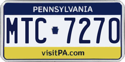 PA license plate MTC7270