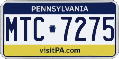 PA license plate MTC7275