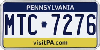 PA license plate MTC7276