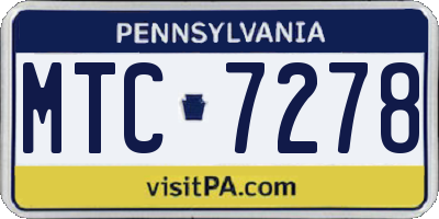PA license plate MTC7278