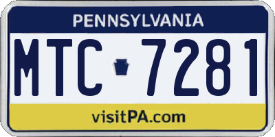 PA license plate MTC7281