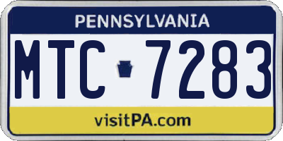 PA license plate MTC7283