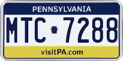 PA license plate MTC7288