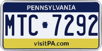 PA license plate MTC7292
