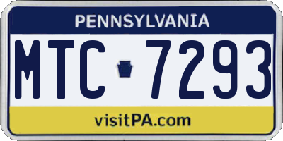 PA license plate MTC7293