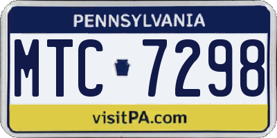 PA license plate MTC7298