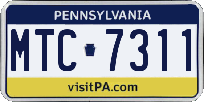 PA license plate MTC7311