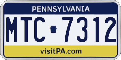 PA license plate MTC7312