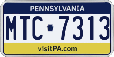PA license plate MTC7313