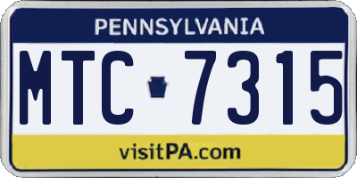 PA license plate MTC7315