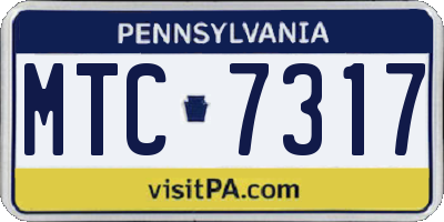PA license plate MTC7317