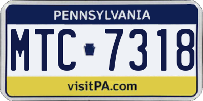 PA license plate MTC7318