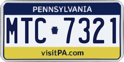 PA license plate MTC7321