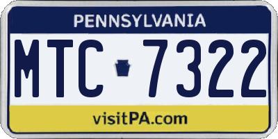 PA license plate MTC7322