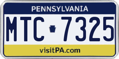 PA license plate MTC7325