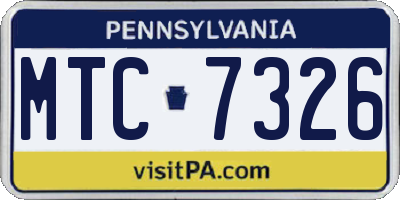 PA license plate MTC7326