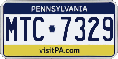 PA license plate MTC7329